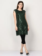 Load image into Gallery viewer, Sequin Embroidered Net Dress - Green

