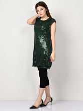 Load image into Gallery viewer, Sequin Embroidered Net Dress - Green
