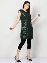 Load image into Gallery viewer, Sequin Embroidered Net Dress - Green
