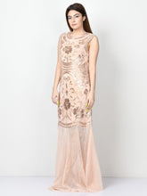 Load image into Gallery viewer, Embellished Net Dress - Light Peach
